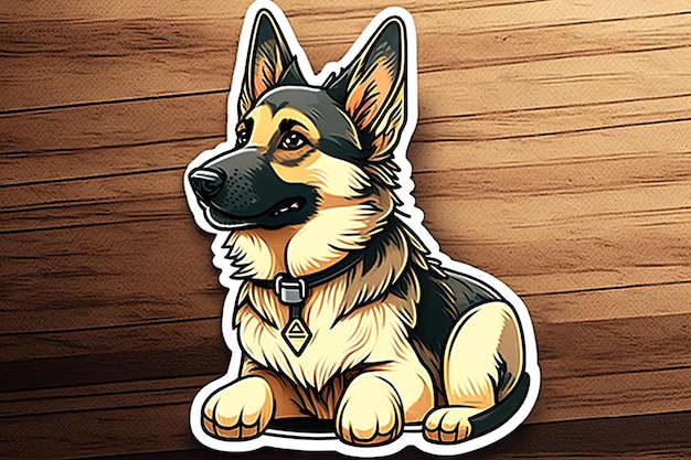 Art design in german shepherd sticker die cut of dog with minimal concept