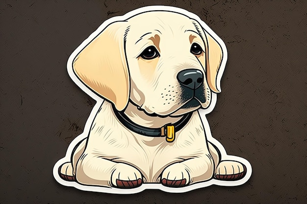 Art design in labrador sticker die cut of dog with minimal concept