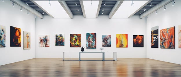 An art gallery with beautiful paintings displayed