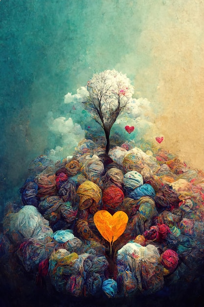 Art illustration all the love in the world Colorful hearts and love theme