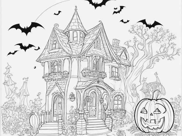 The art for kids coloring book cute Halloween