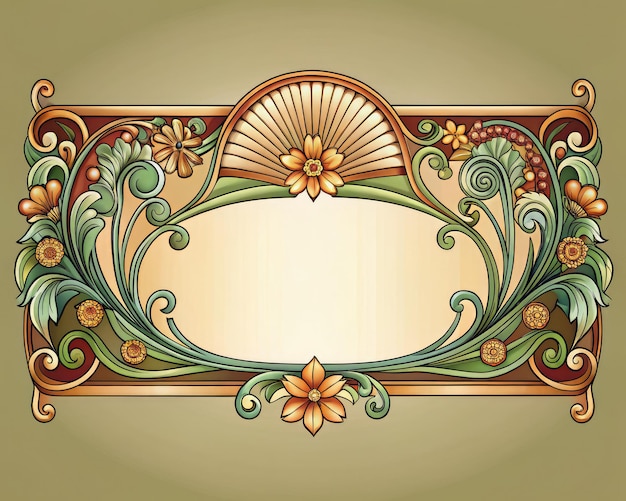 Photo art nouveau banner design featuring intricately detailed floral elements and curves generative ai