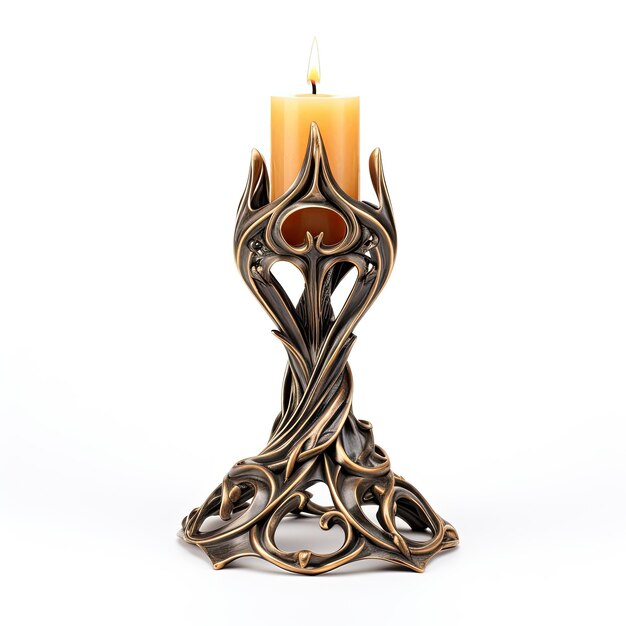 Photo art nouveau candle holder isolated on white background professional photography high detail hd 8k style raw job id 5db51cd4ac78452cb2bcc2d0851527b6