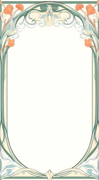 Art Nouveau floral frame border with empty space for text