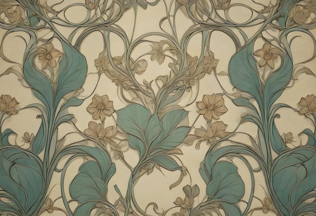 Art Nouveau Floral Pattern Wallpaper