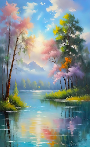 Art Oil Painting Beautiful Landscape Interior Decoration Picture Home Giclee Smartphone