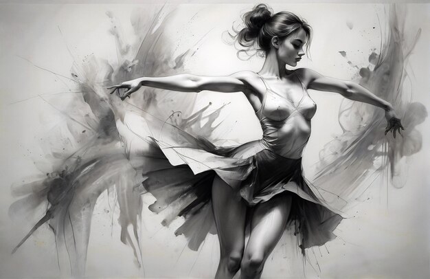 Photo art oil painting woman dancing ballerina