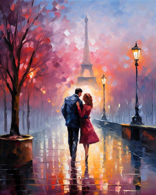 Art of Painting The Lovers Kissing Twilight Kisses