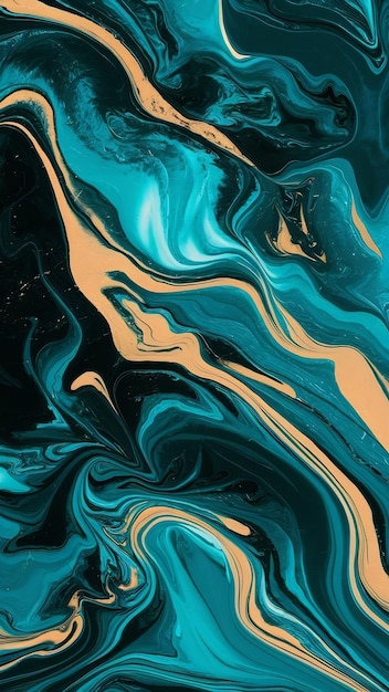 art photography of abstract marbleized effect background with blue and gold creative colors