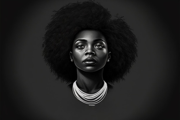 Art portrait of a black woman on a dark background