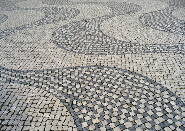 Art on the Street, Cobblestone Pavement in Lisbon, Portugal