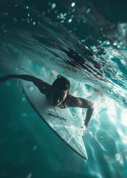 An Art of Surfer Riding a Wave In Beautiful Sun