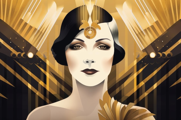 Artdeco woman portrait beauty Generate Ai