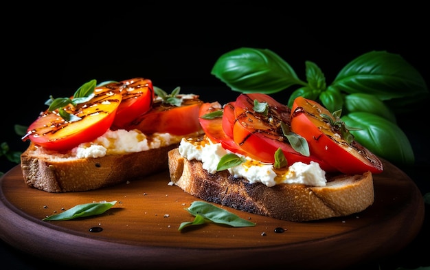 Artful Sandwiches and Bruschetta with Cream Generative By Ai