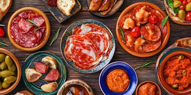 Photo artfully arranged tapas spread