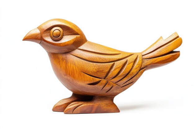 Photo artfully carved wooden bird showcasing craftsmanship and natural beauty a detailed piece of art