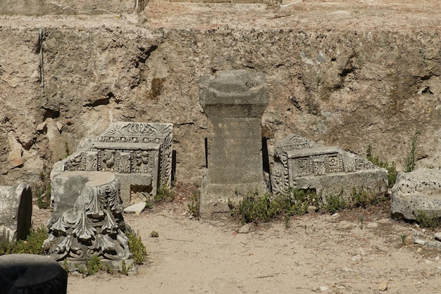 Artifacts in Perge Ancient City in Antalya Turkiye