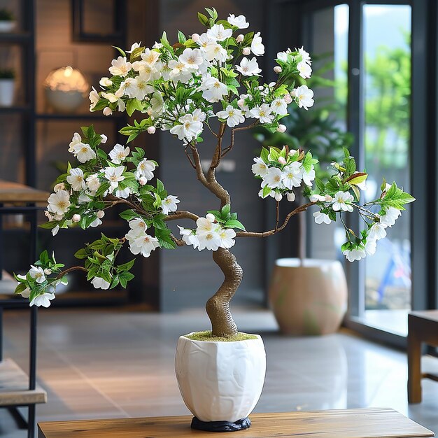 Photo artificial cherry tree with flowers elegant landscaping design