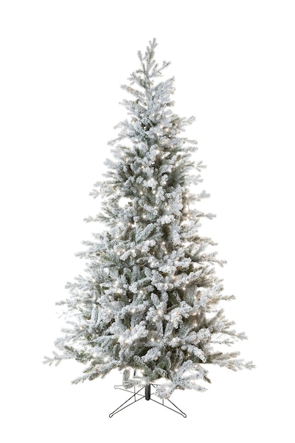 artificial christmas snowy tree isolated on white background