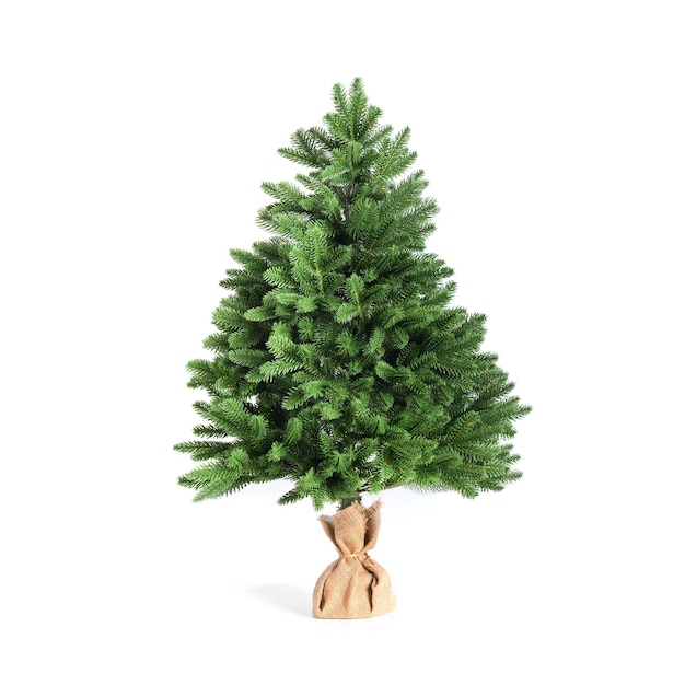 Artificial Christmas tree isolated on white background Xmas holiday Reusable cast Christmas tree