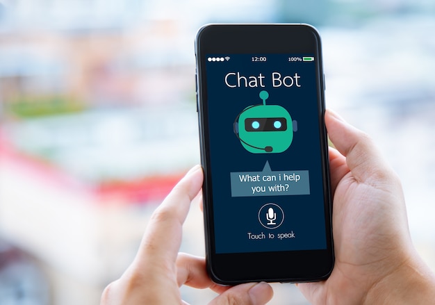 Artificial intelligence AI chat bot concept