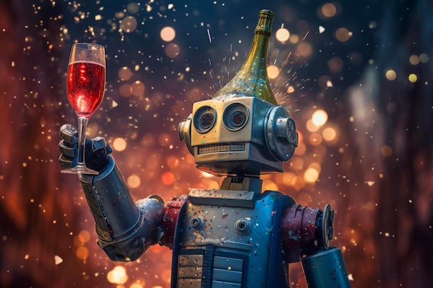 Artificial Intelligence celebrating the New Year in its universe new year Artificial Intelligence