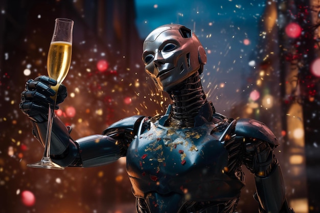 Artificial Intelligence celebrating the New Year in its universe new year Artificial Intelligence