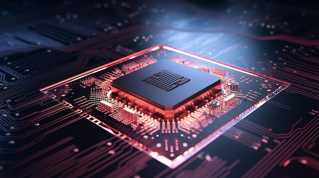 Artificial intelligence chip concept attached 3D innovation