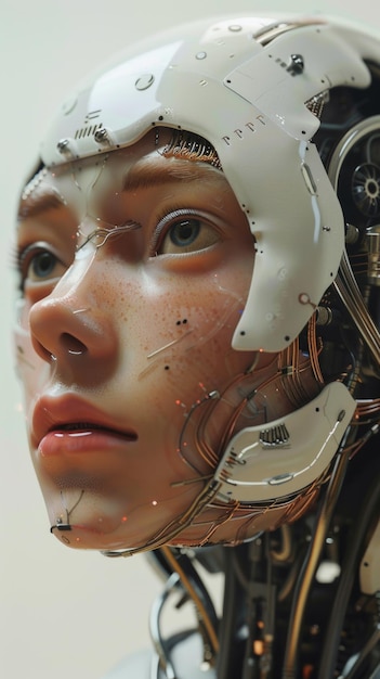 Photo artificial intelligence in humanoid head