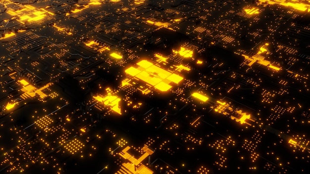 Artificial intelligence motherboard processor chip illustration