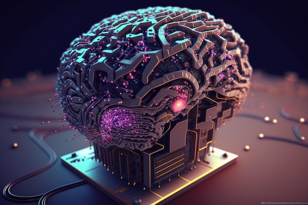 Artificial intelligence new technology Science futuristic Abstract human brain AI technology CPU central processor unit chipset Big data Machine learning and cyber mind domination Generative AI