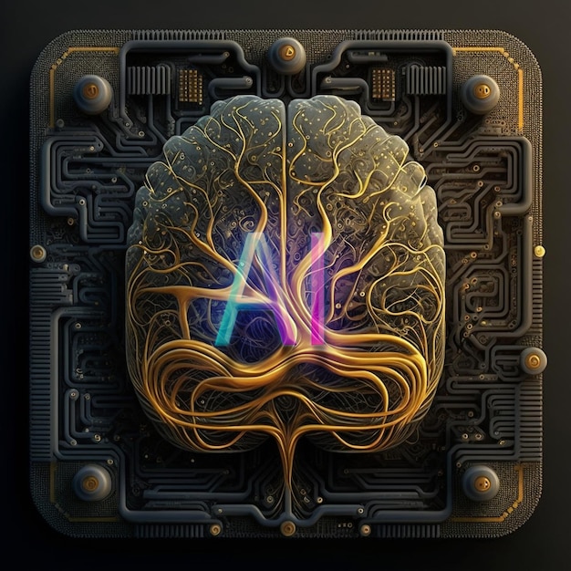 Artificial intelligence new technology Science futuristic Abstract human brain AI technology CPU central processor unit chipset Big data Machine learning and cyber mind domination Generative AI