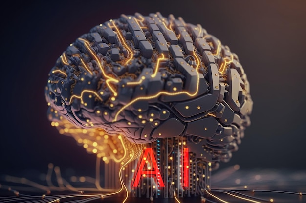 Artificial intelligence new technology Science futuristic Abstract human brain AI technology CPU central processor unit chipset Big data Machine learning and cyber mind domination Generative AI