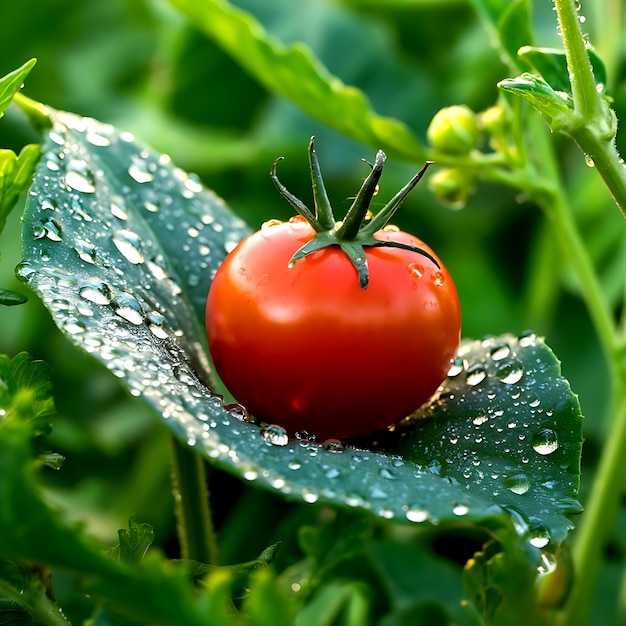 Artificial intelligence produced this realistic image of a tomato in a dew drop of water