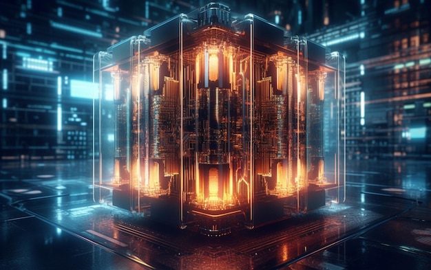 Artificial Intelligence Quantum Computer Technology Concept