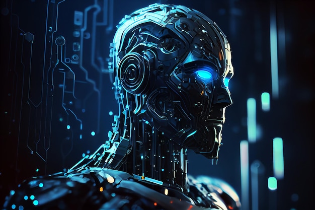 Artificial Intelligence robot digital tranformation background