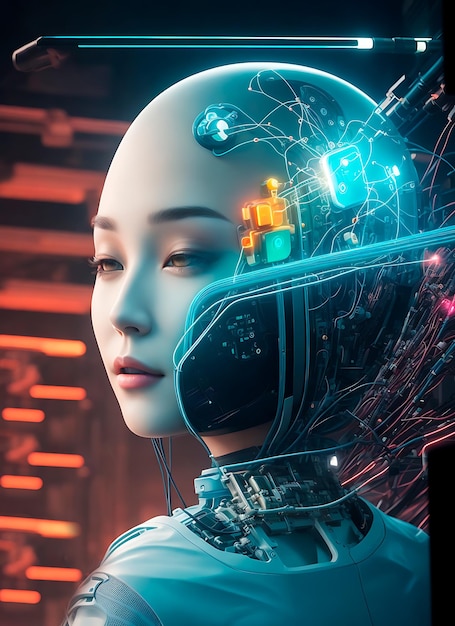 Artificial intelligence technology robot illustration futuristic world