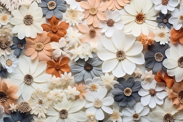 Artificial IntelligenceGenerated Dry Flowers Pattern Background A Flat Lay with Top View and Ample