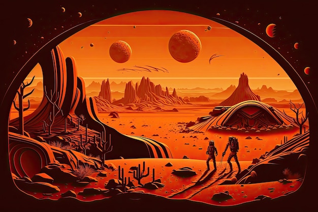 Artificial Martian terrain Illustration