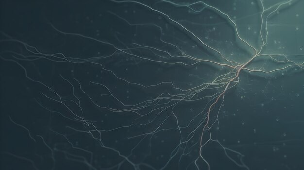 Photo artificial neuron concept with binary code transmission lines in sci fi digital landscape