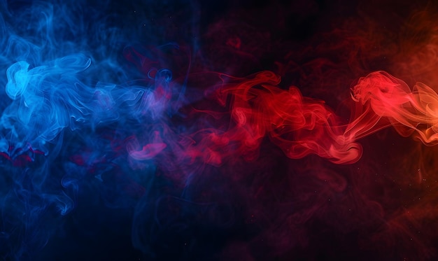 Photo artificial smoke in redblue light on black background