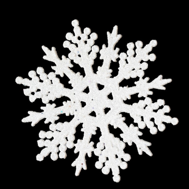 artificial snowflake, Christmas tree decoration with sequins, isolated on a white background