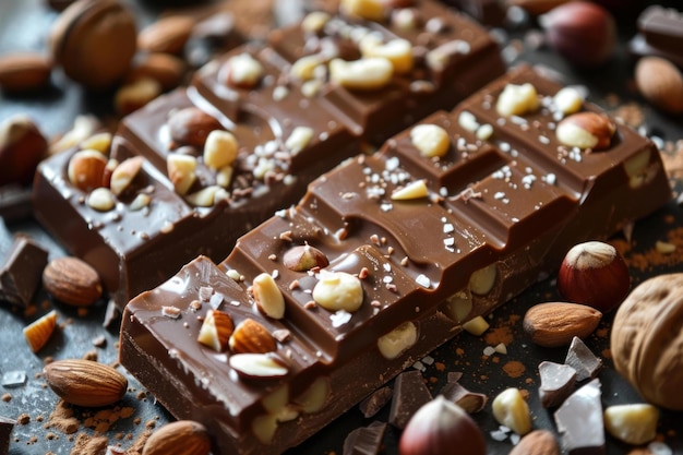 Artisan chocolate bar with mixed nuts