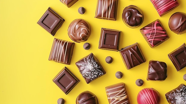 Artisan Chocolate Candy on a Bright Background