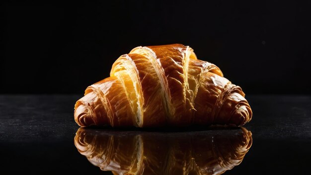 Artisan Flaky Croissant with GoldenBrown Crust CloseUp with Selective Focus