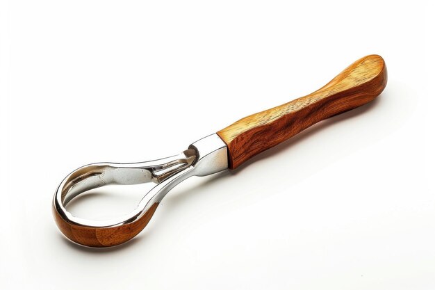 Photo artisan ice cream scoop crafted from stainless steel and beautifully grained wood perfect for summer treats and gatherings