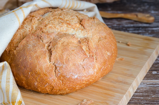 Artisan round bread background