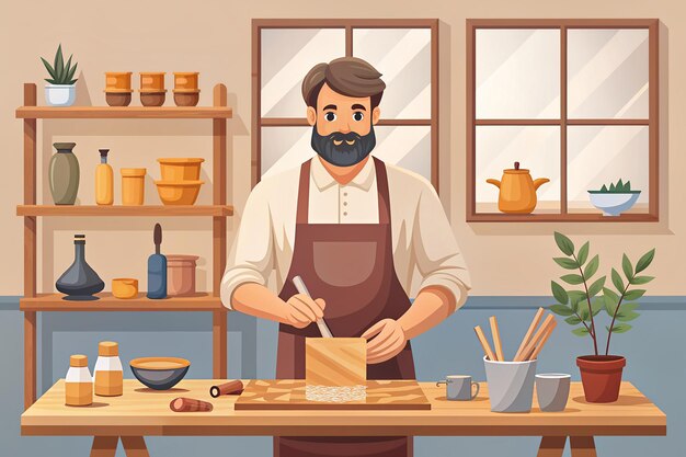 Artisan Vector Illustration Flat Style Character Design