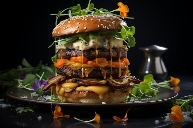 Artisanal Burger Chefs Special Creation Hamburger fast food image photography