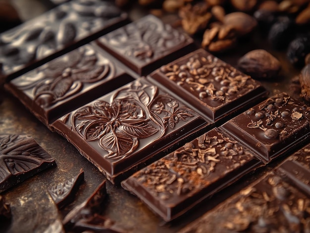 Photo artisanal chocolate bar with singleorigin cocoa and unique flavor profile